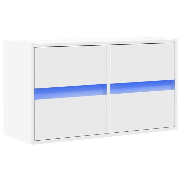 VidaXL Wall-Mounted TV Cabinet with LED Lights White 80x31x35 Cm, Wall-Mounted TV Unit, Floating TV Unit, Wall-Mounted TV Stand, 852285