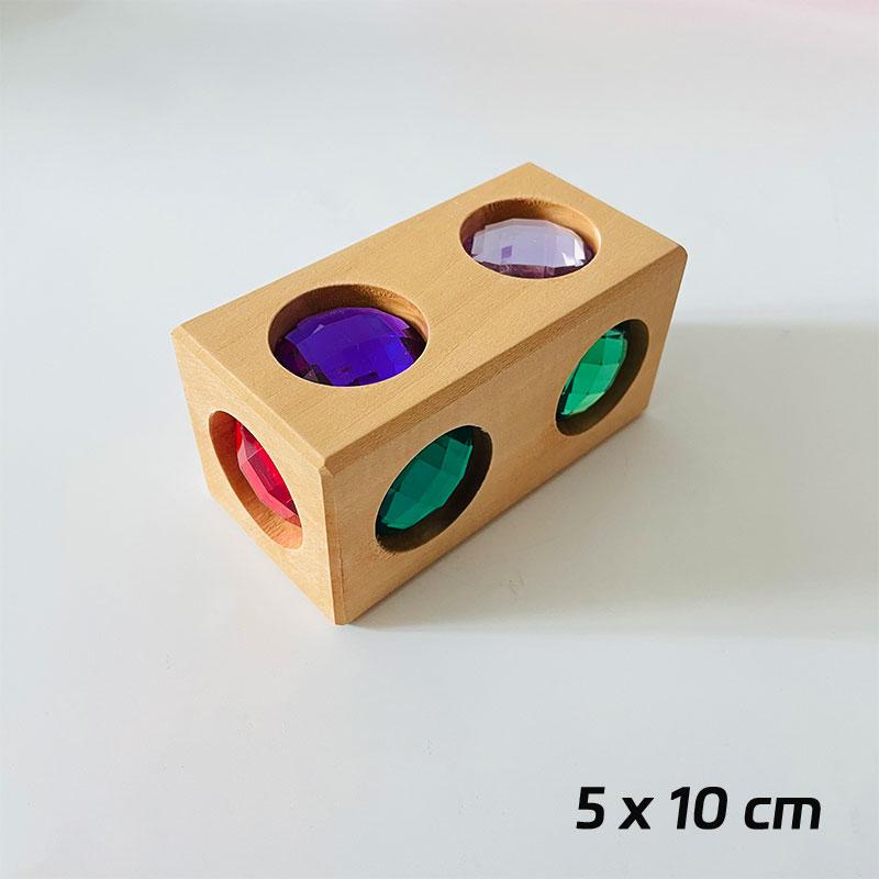 Grandi Blocchi da Costruzione Cubici con Gemme di Legno di Tiglio Blocchi di Cristallo Giocattoli Educativi Montessori in Legno Open-Ended per Bambini