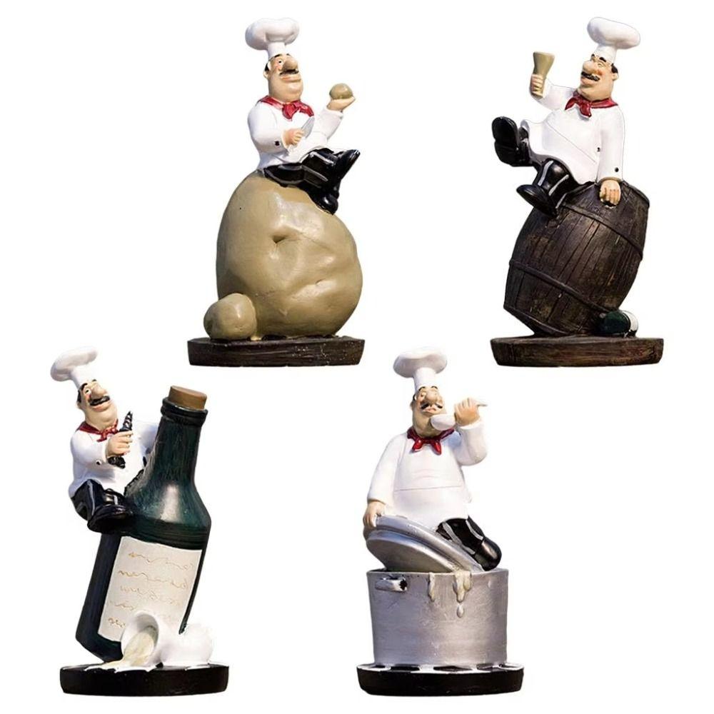Handicraft Rustic Bakery Chef Resin Statue Simulated Model Farmhouse Cake Shop Decor Crafts Collectible Kitchen Chef Figurine