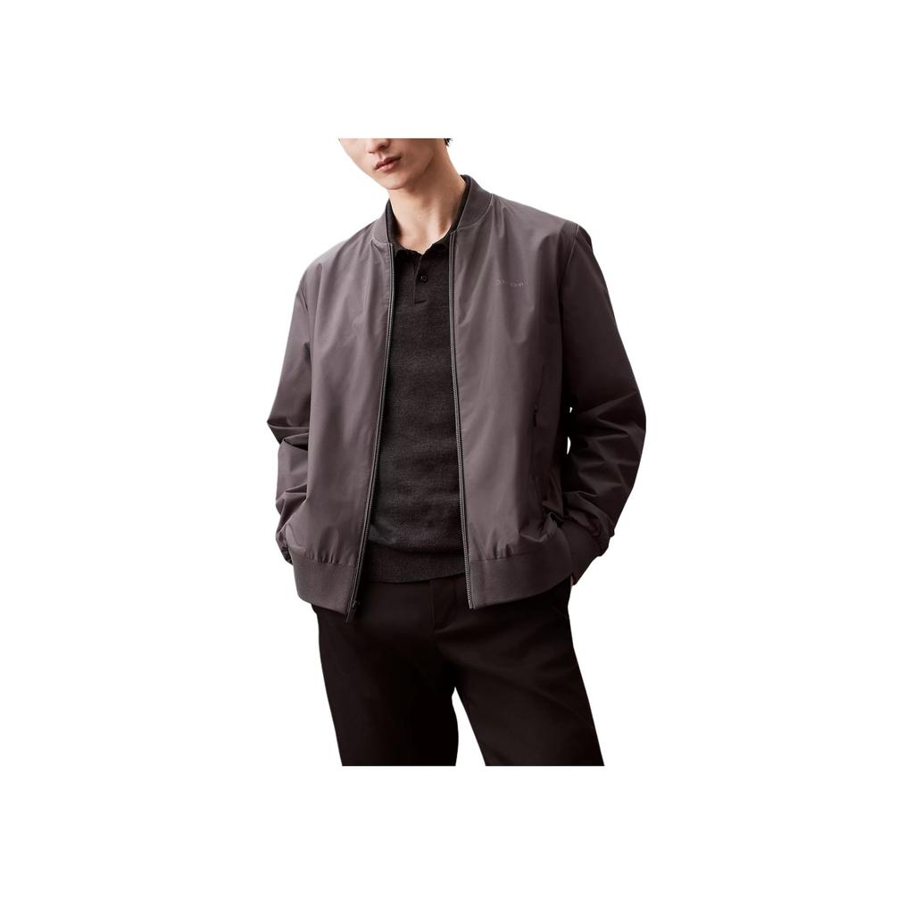 Calvin Klein Letter Logo Minimalist Solid Color Long Sleeve Pilot Jacket Men Jacket Dark-Gray 40FP512-021