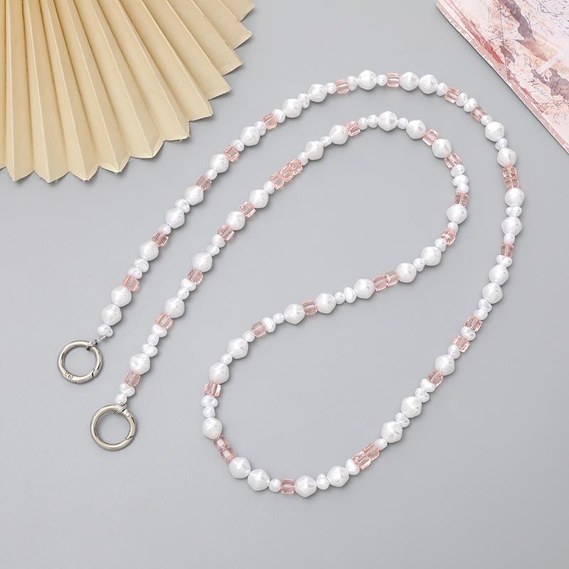 Handmade Pearl Crossbody Phone Case Lanyard with Beaded Charm