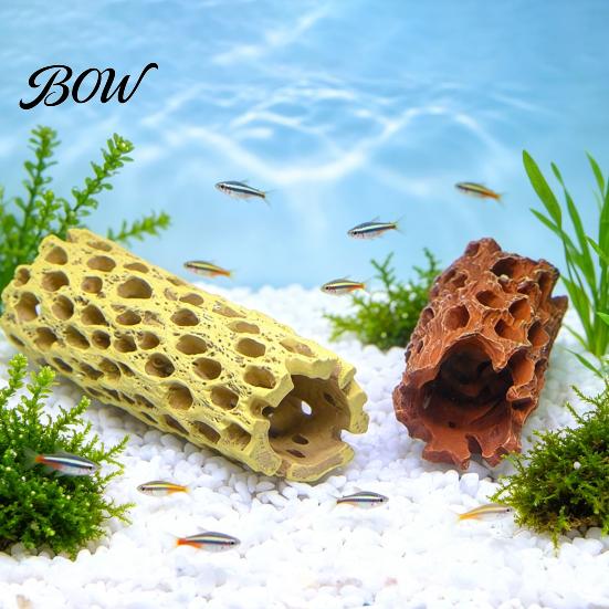 Underwater Breeding House Aquarium Shrimp Cave, Artificial Tree Trunk Hide, Fish Tank Porous Tunnel Hideout, Realistic Cave for Betta