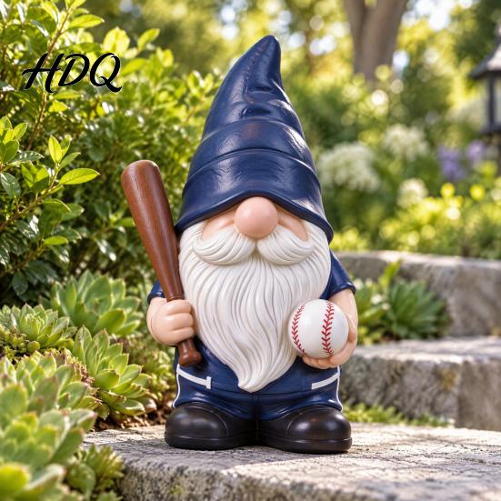 Home Office Ornament Baseball Gnome Figurine Resin Sports Theme Statue Holding Indoor Decorative Accents Bat & Ball Tabletop Decor Lover