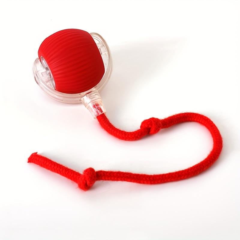 Cat Toy Ball with Tail Rope,Smart Rolling Ball,Self-Electric Self-Rolling Pet Toy, Interactive Cat Jumping Ball,Automatic Cat Teasing Ball,Puppy Toy 1pc красный