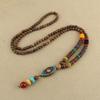 Vintage Sweater Chain Zircon Pendants Ethnic Women Fashion Versatile Wooden Bead Long Necklaces Jewelry