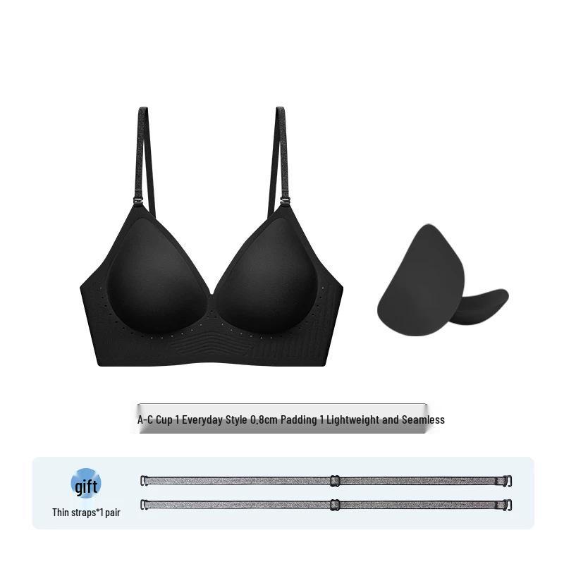 Seamless Backless Push-Up Bra: Thin Strap U-Shape Halter, No Empty Cup, Invisible Nude Women's Tank Top.