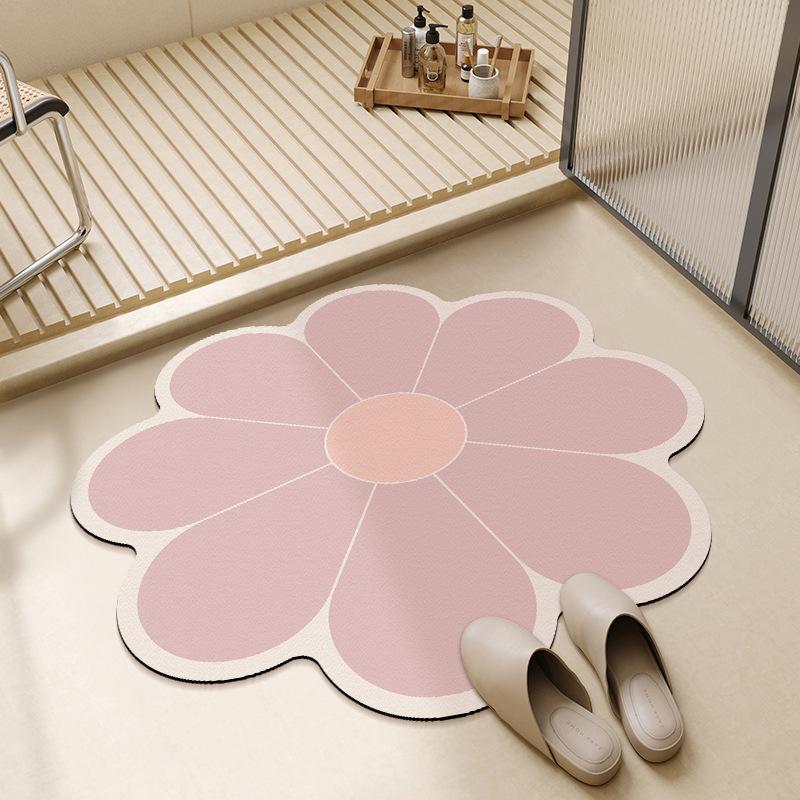 

Маленький и свежий цветочный коврик для ванной комнаты, противоскользящий коврик для раковины, впитывающий воду коврик для пола на дверь туалета, диатомовый грязевой коврик 60 * 60cm