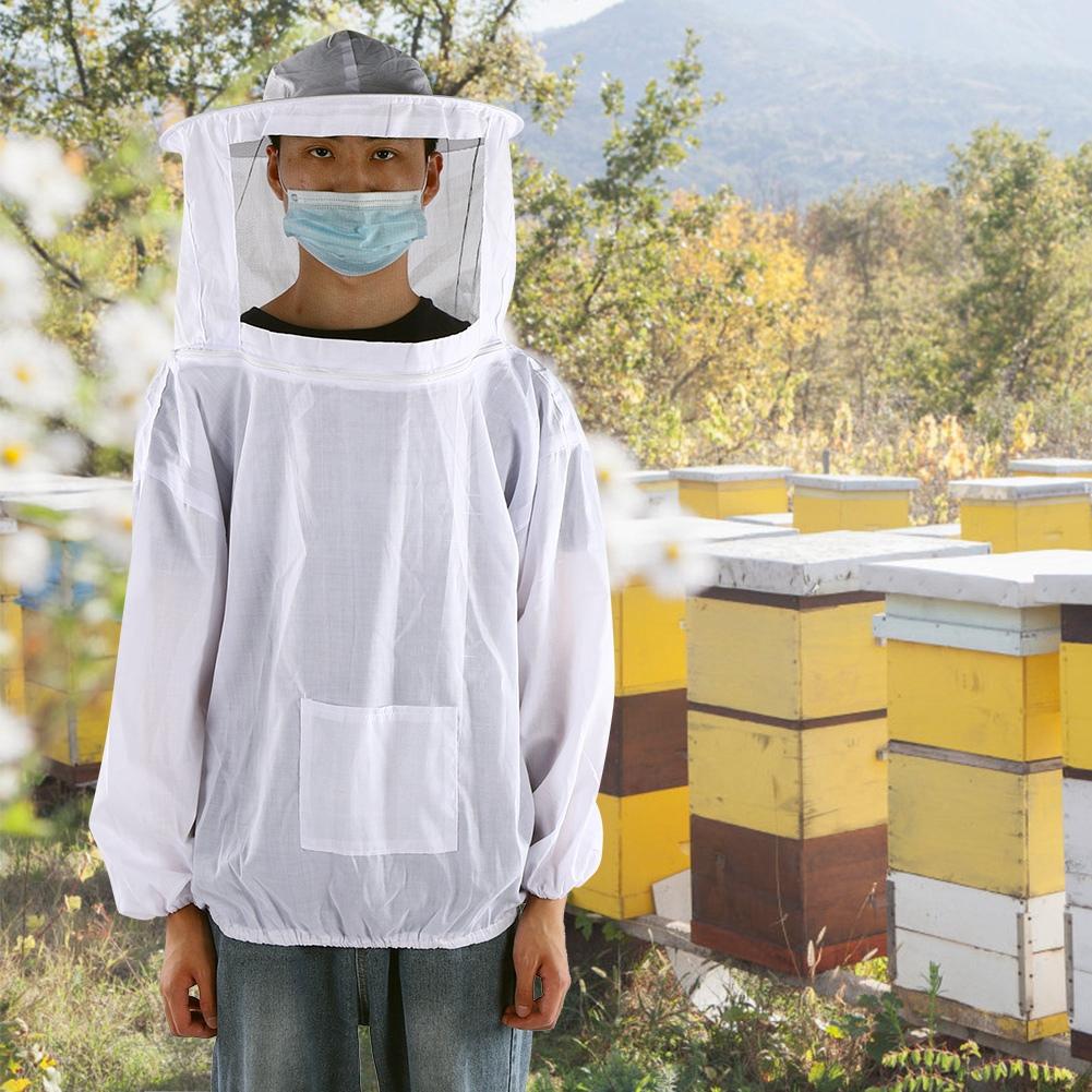 

Outdoor Beekeeping Protective Veil Jacket Breathable Bee Suit Beekeeper Supplies AccessoryWhite белый