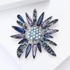 Palace Style Rhinestone Flower Brooch for Women Sparkling Daisy Flower Party Office Lapel Pins Gifts