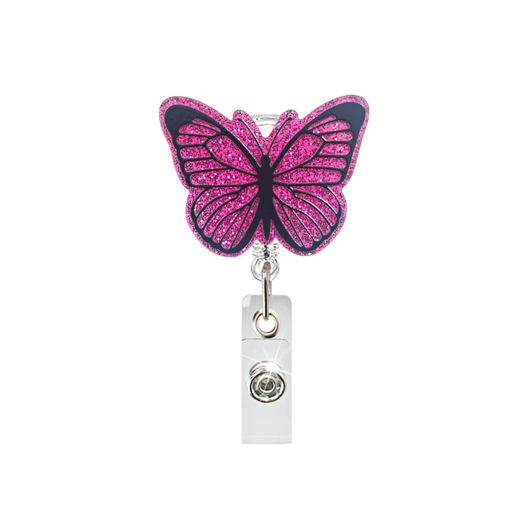 Glitter Acrylic Retractable Badge Reel Funny Nurse Teacher Id Badge Holder With Belt Clip Retractable Name Badge Reel For Worker