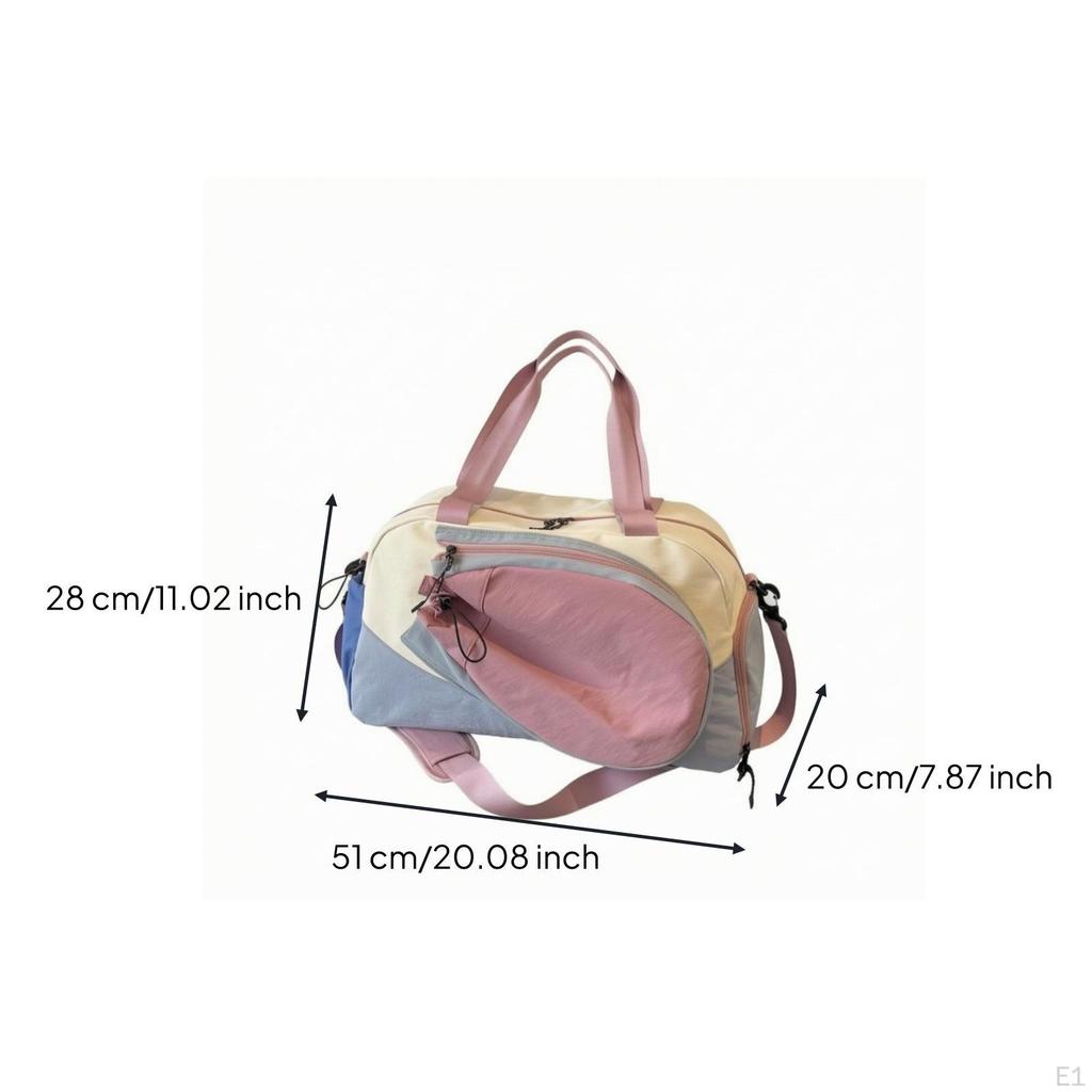 Nylon Sports Shoulder Bag Large Capacity Athletic with Shoe Compartment for Badminton, Outdoor