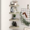 VidaXL Floating Corner Shelves 4 Pcs Oak 25x25x3.8 Cm MDF