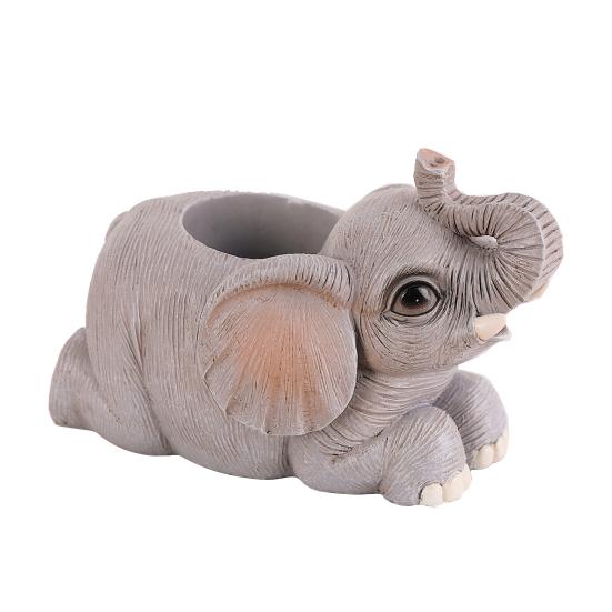 Elephant Pen Holder Resin Lucky Elephant Desk Organizer Standing Elephant Pencil Holder