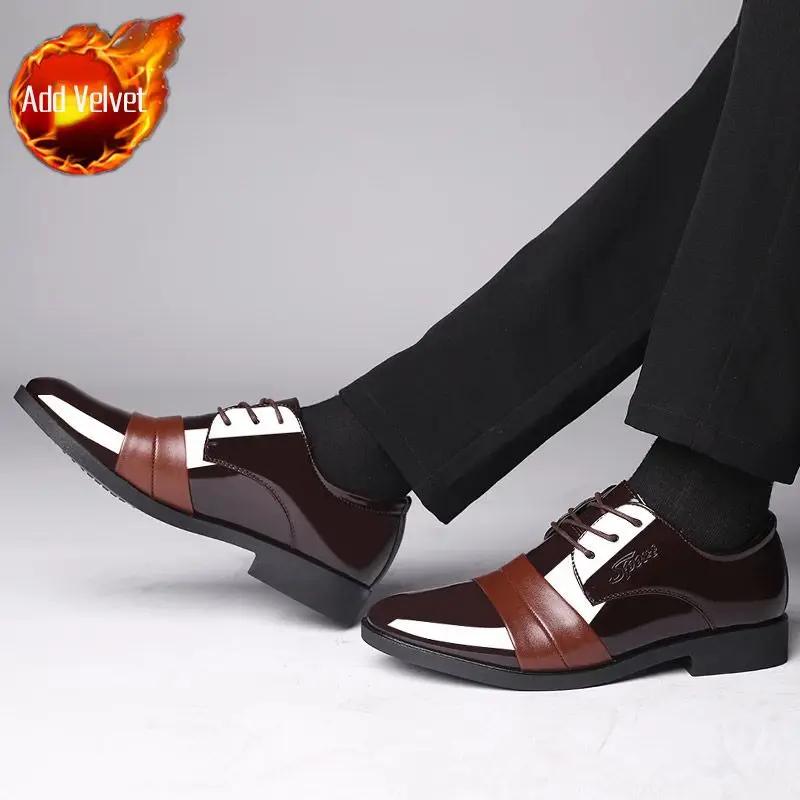 Fashion Black Dress Shoes Man Spring Autumn Social Shoe for Men Brown Pointed Toe Official 2024 Trend Italian Gentleman Low Price Party
