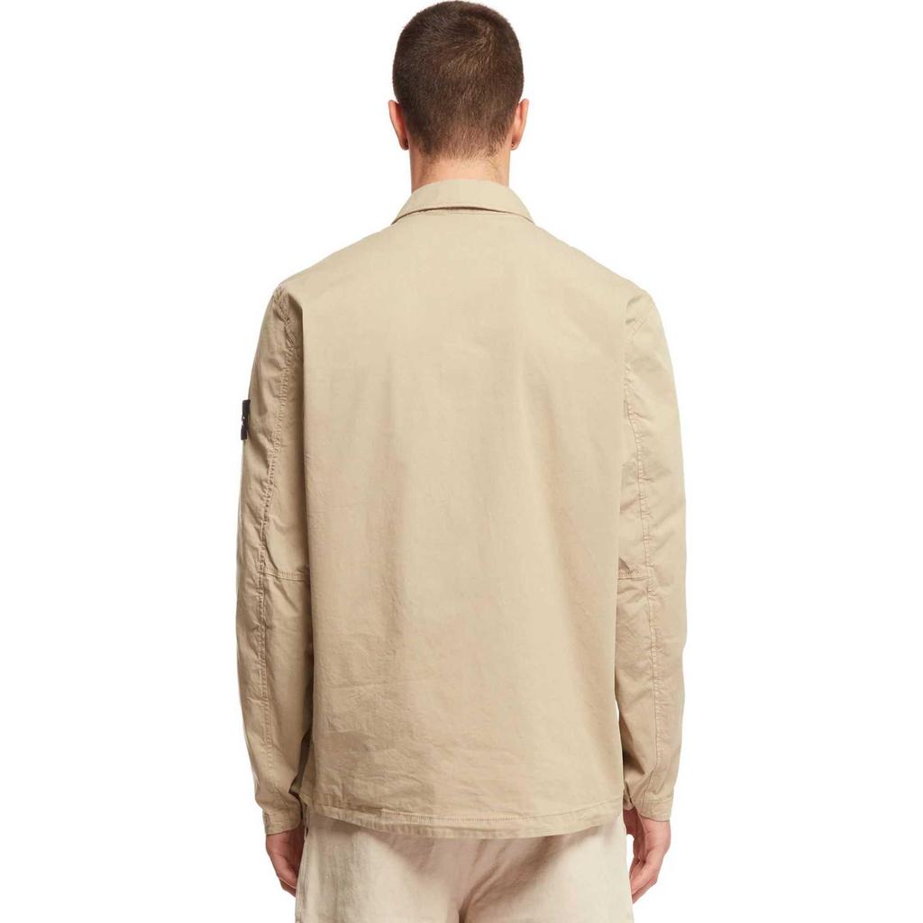 STONE ISLAND SS24 Supima Cotton Solid Color One-Sided Zipper Chest Pocket Logo Jacket Men Jacket Beige 801510210-V0095