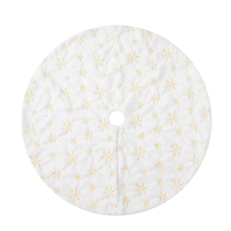 1 Stück-78cm Weihnachtsbaumdecke Kunstfellteppich Goldene Schneeflocke Weißer Plüschteppich Für Zuhause Weihnachtsbaum Neujahrsdeko Schürze Ornament