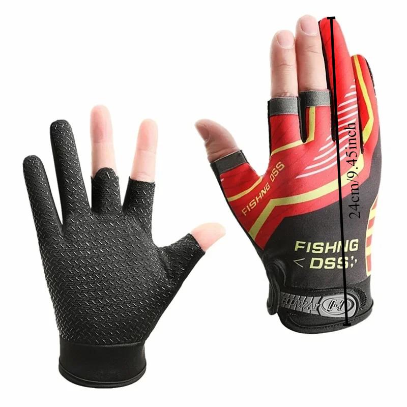 High Quality Fishing Gloves for Men Summer Fishing Road Sub Sunscreen and Anti Slip Ice Silk Breathable Thin Three Finger Gloves