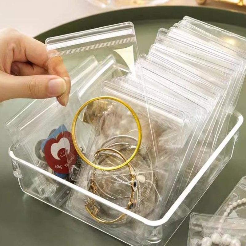 10Pcs Transparent PVC Jewelry Pouches Zip Storage Bag For Earring Necklace Jewelry Anti-Oxidation Display Packaging Bags