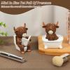 2 Pcs Scottish Highland Cow Resin Figurines Funny Bathing & Reading Highland Cow Statue for Office Bathroom and Home Decoration
