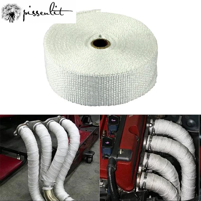 15m Titanium Thermal Motorcycle Exhaust Heat Pipe Resistant Insulation Wrap Fireproof Cloth Roll with 8pcs Stainless Ties