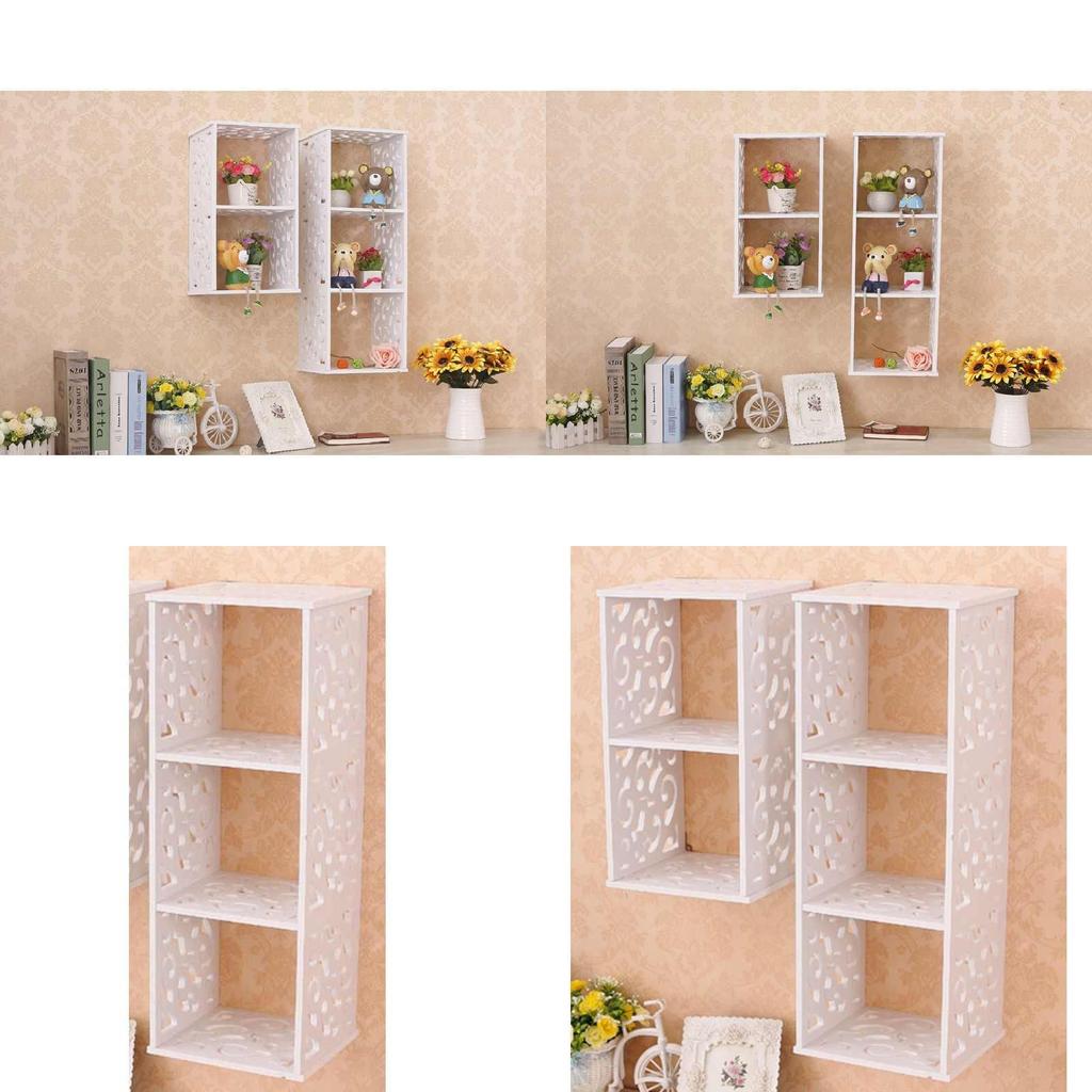 Organizador de Parede Criativo com Painéis de Madeira para Armazenamento e Decoração de Quarto