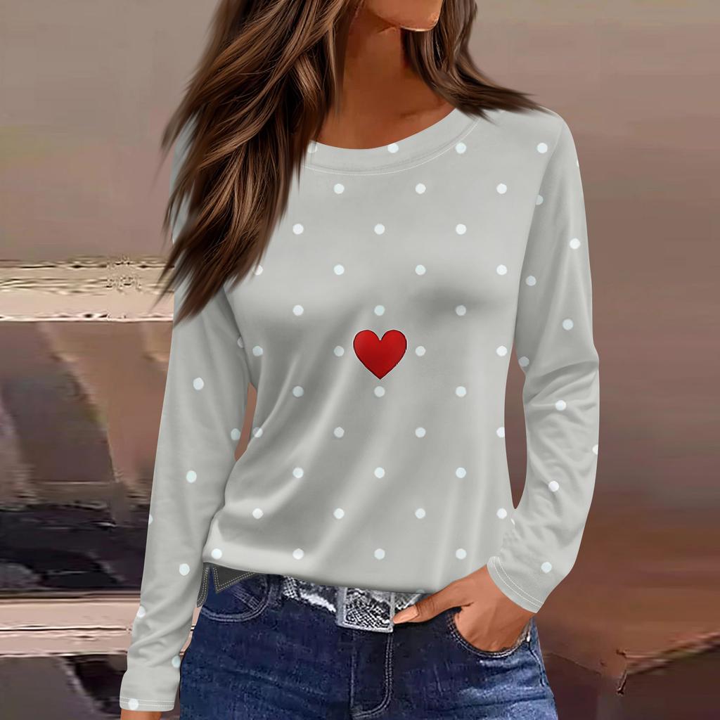 Women's Fashion Hem Slit Casual Floral Print Round Neck Long Sleeve Top