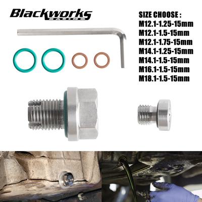 M12.1-1.25/1.5/1.75x 15mm Oil Drain Plug Oversize Piggyback Stainless Steel Self Tapping Oil Pan Thread Repair Kit with O-Ring