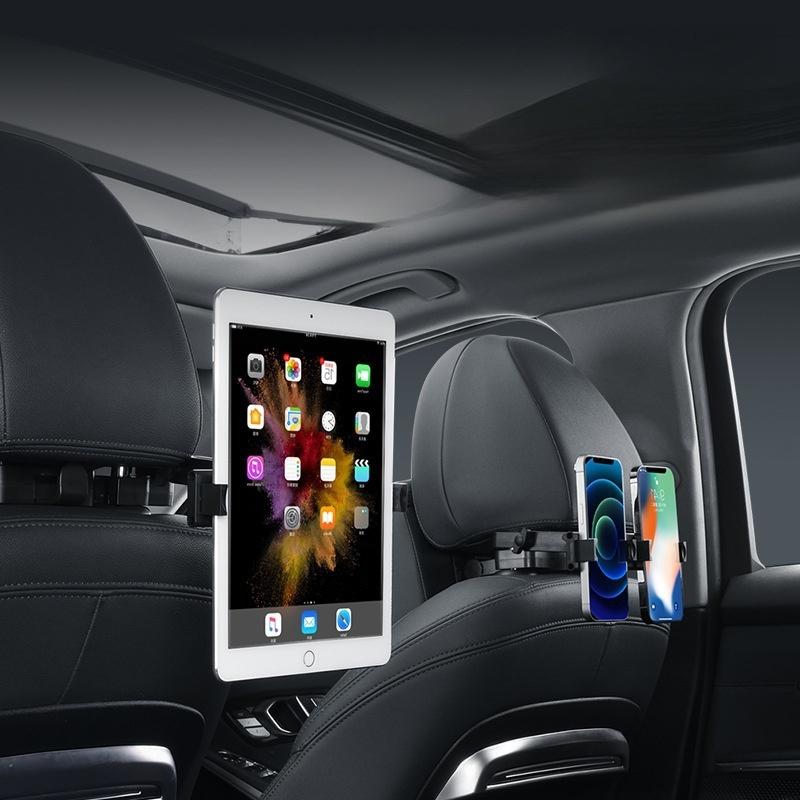 Car Chair Rear Seat Car Mount, Rear Headrest Tablet PC Holder Retractable Foldable Cell Phone Holder