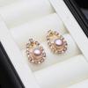 Natural Freshwater Black Pearl Earrings For Woman,Genuine Stud Earrings with Pearls Wife Mother Anniversary Gift
