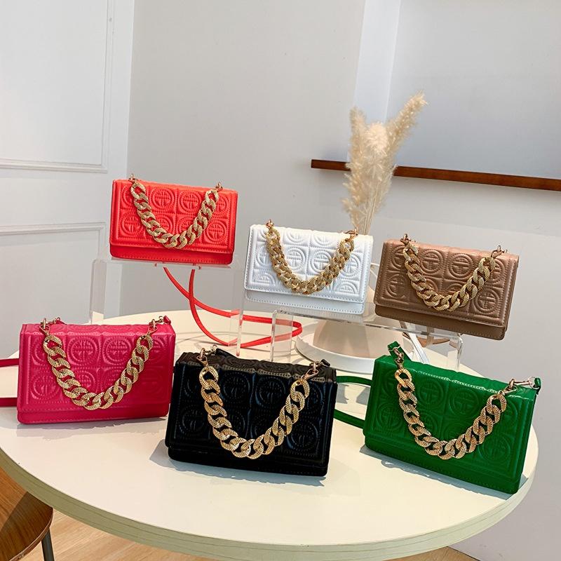 Trendy Casual Bag For Women 2023 New Simple Shoulder Crossbody Chain Handheld Small Square Bag Embossed Commuter Bag Characters)