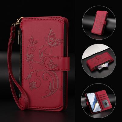 3D Butterfly Folwer Leather Phone Wallet Case Book Stand For iPhone 17 16 Pro Max Samsung S25 Xiaomi Redmi Honor Oppo Moto Google Card Slot Flip Cover