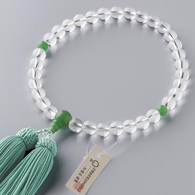 Buddhist Altar Shop Takita Shoten Kyoto Prayer Beads for Women Genuine Crystal Indian Jade Made 8mm Beads Pure Silk Headed Buns Comes with Bead Bag