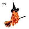 Waterproof Haunted House Supplies Halloween Flying Ghost with Witch Broom, Large Lighted Hanging Decoration Outdoor Yard Party Decor Hat for