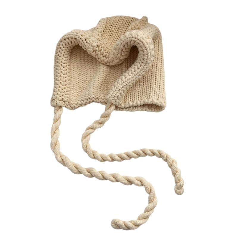 

Unique Knitted Hat Balaclava Hat Hood Casual Streetwear Beanies Photo Props Women Men Breathable Knit Hat бежевый