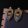Vintage Floral And Bird Pattern Earrings Retro Palace Style Light Luxury Artistic Diamond-Studded Elegant Jewelry Gift