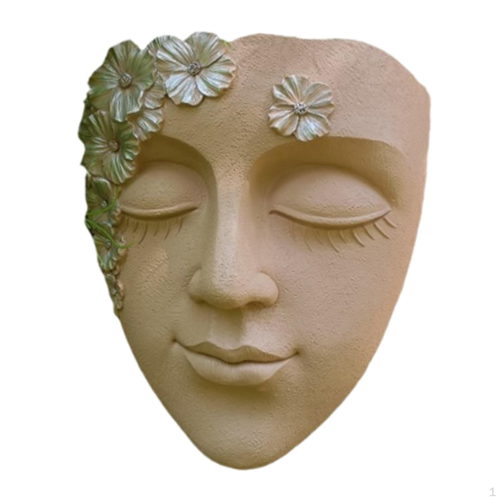 Vaso da fiori Scultura Viso Decorativo Resina Vaso da Fiori Pianta Sospesa per Patio Balcone cachi