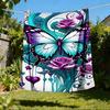 1pc Butterfly Roses Heart Outdoor Flannel Blanket Soft All Season Polyester Throw , Perfect for Picnics & Travel , Picnic Accessory
