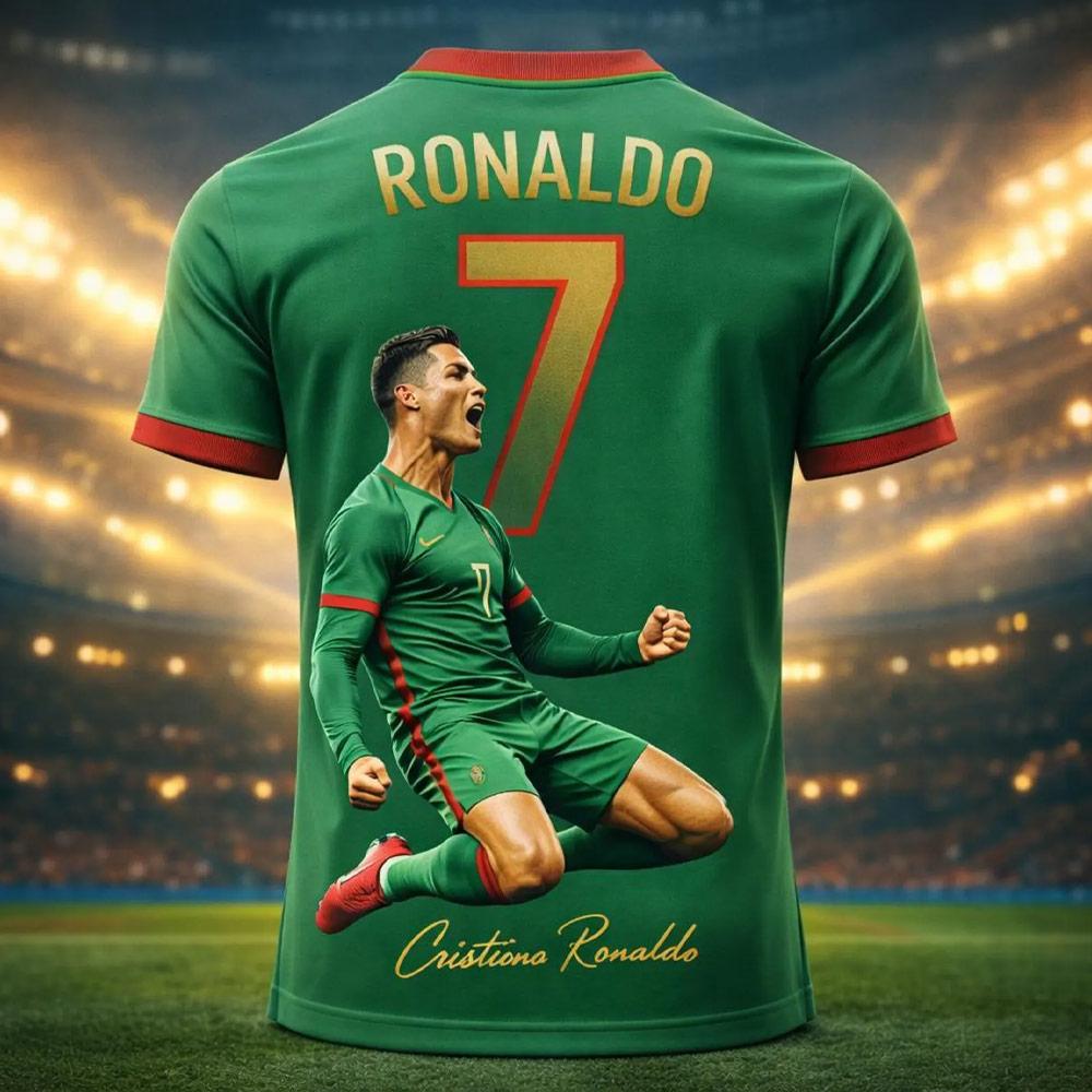 2026 New Ronaldo No.7 Football Jersey Oversized Breathable Training Uniform 3D Soccer Shirt Adult Match Fan Sportswear Tee