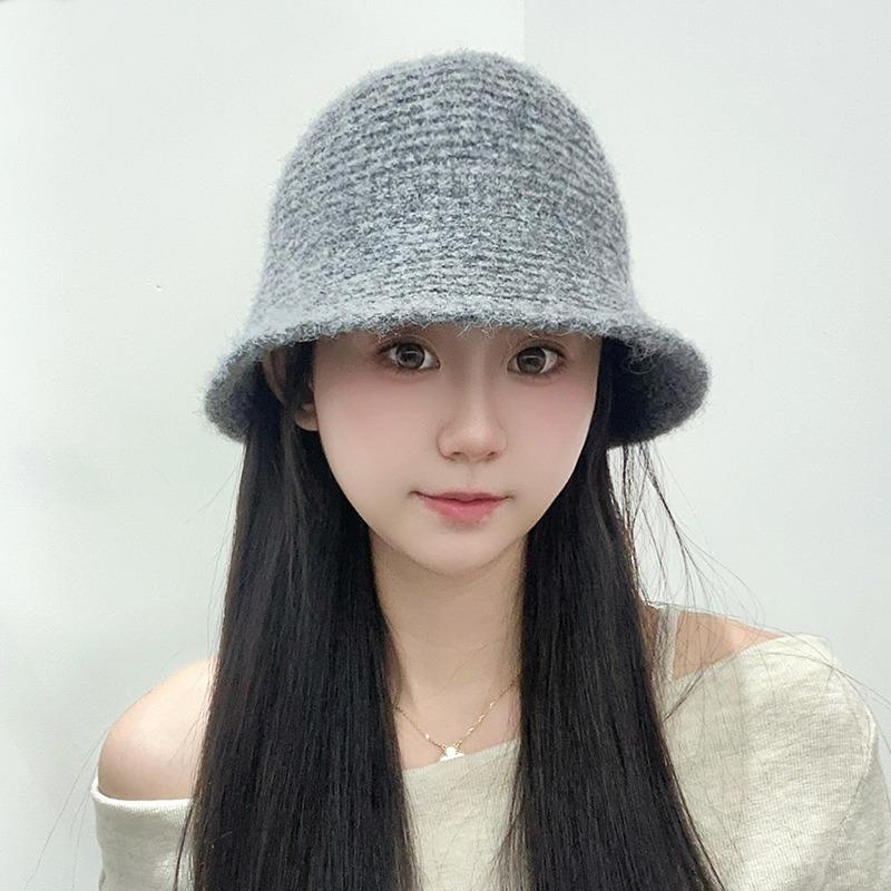 Fleece Fisherman's Hat Children's Autumn and Winter Plain and Versatile Face Covering Bucket Hat Warm Ear Protector Basin Hat