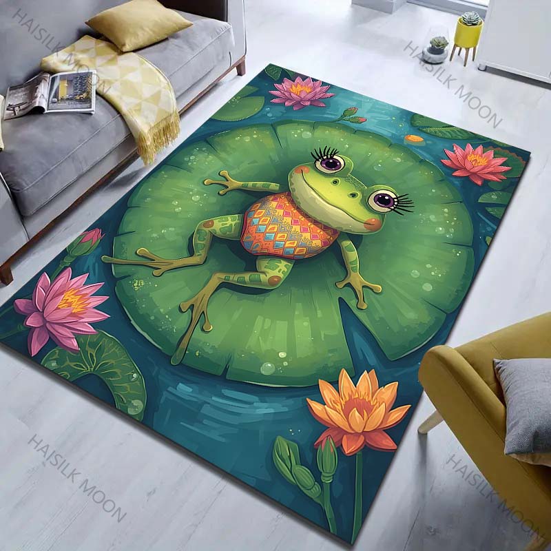 

Multiple sizes Cute Frog Lily Pad Rug Pattern Carpet for Living Room Bedroom Sofa Home Decor Non-slip Floor Mat Luxury Gift 40x60cm
