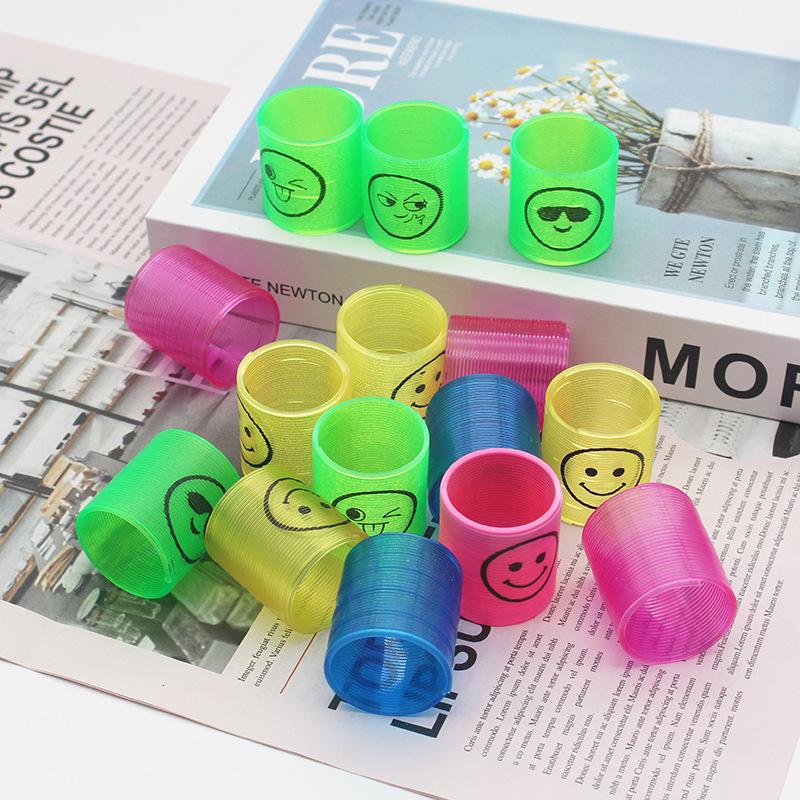 Mini Smiley Face Rainbow Stacking Rings - 3.2x3.5CM Elastic Band Nostalgic Toy