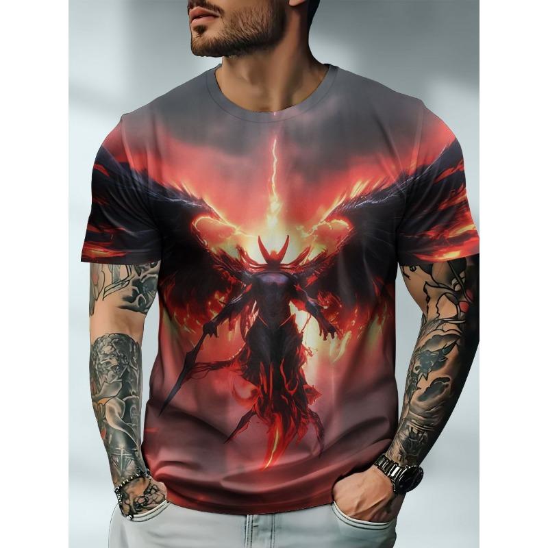 New Demon Angel 3D Print T-Shirts Men Women Summer Round Neck Short Sleeve