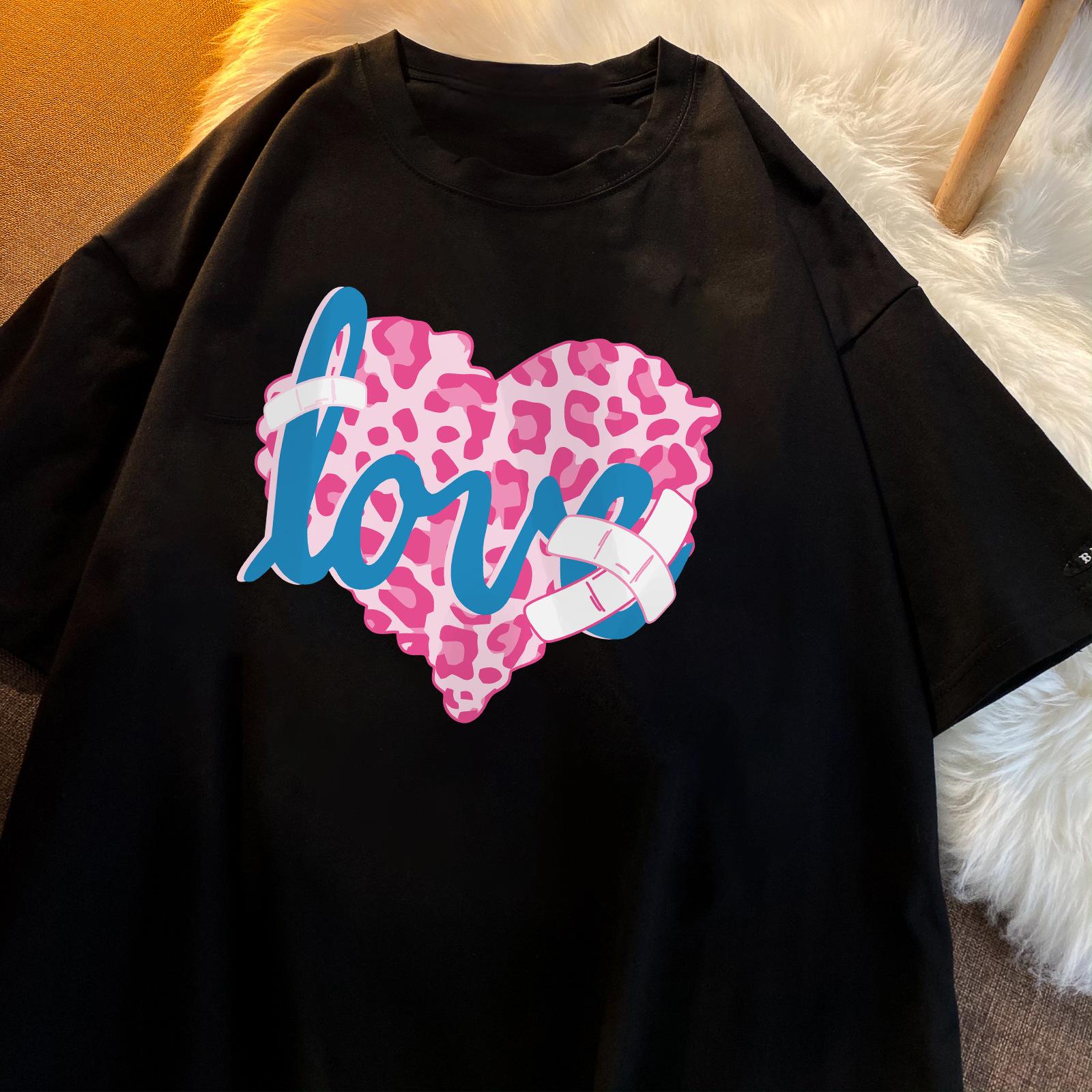 

Oversized Kawaii Love Cartoon Short Sleeve TShirt for Women Harajuku Y2K Print Femme Tee Shirt Streetwear Casual Top S