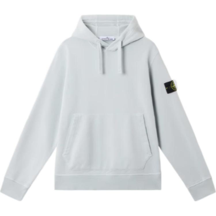 Stone Island Badge Hooded Long Sleeve Sweatshirt Men sweatshirt Sky-Blue K1S1561000-45S0051-V0041