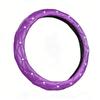 Leather Steering Wheel Cover Featurings Sparkling Rhinestones Studs for Enhanced Driving Comfort and Antislip