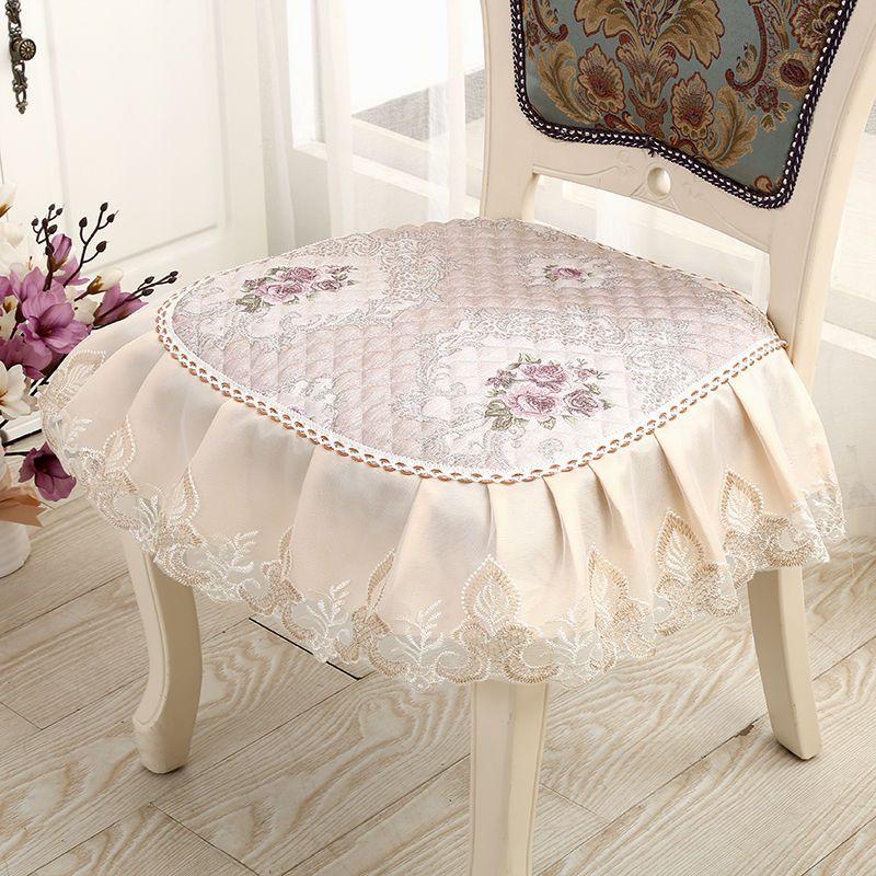 Dining Chair Cushion European Printed Seat Cushions with Lace Quality Four Seasons Stool Seat Mat Non-slip Buttocks Pad