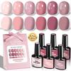 6 Colors Pink Gel Polish Kit Peach Sweet Nail Gel Pink Series Soak Off LED Lamp Cured Set