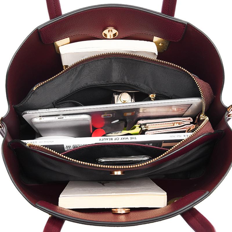 Women's Handbag, Soft Leather Large Capacity Tote Bag, Temperament Middle-aged Mother Bag, Fashionable Commuting Women's Bag
