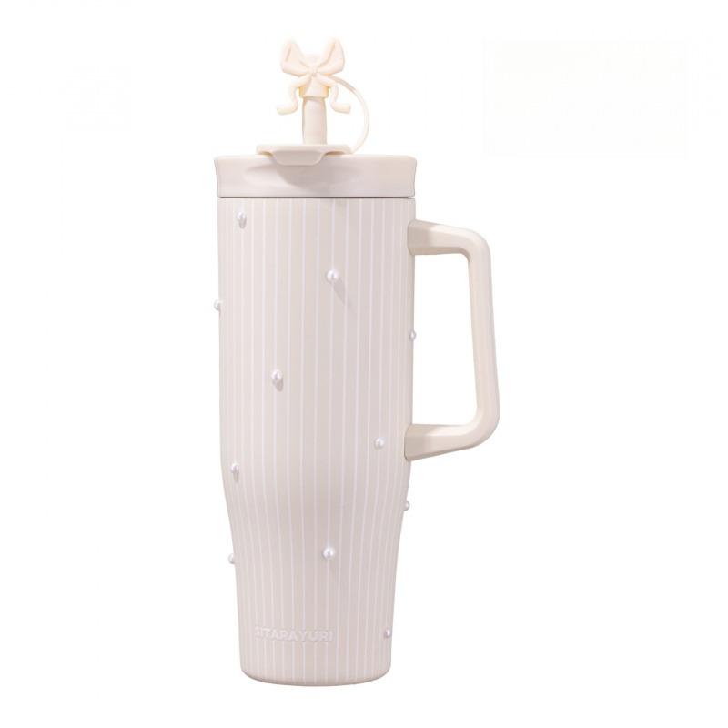 40oz Thermal Water Bottle With Handle and Straw Drinkware Hot Cold Stainless Steel Thermos Portable Car Coffee Cups Thermal Mugs