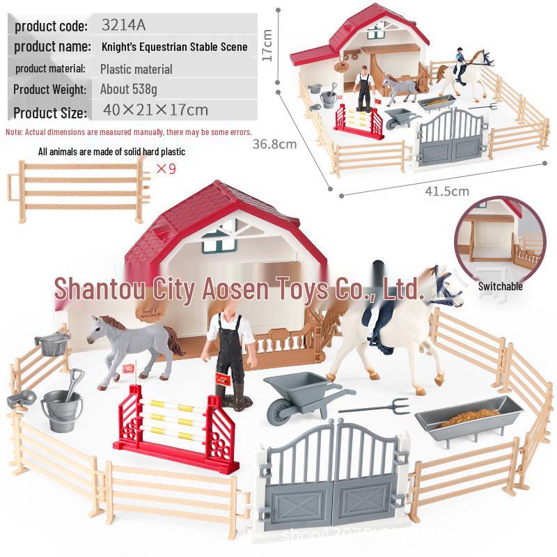Farm Animal and Human Figures Playset with Fences: Rabbit, Sheep, Donkey, Cow - Parent-Child Simulation Toy